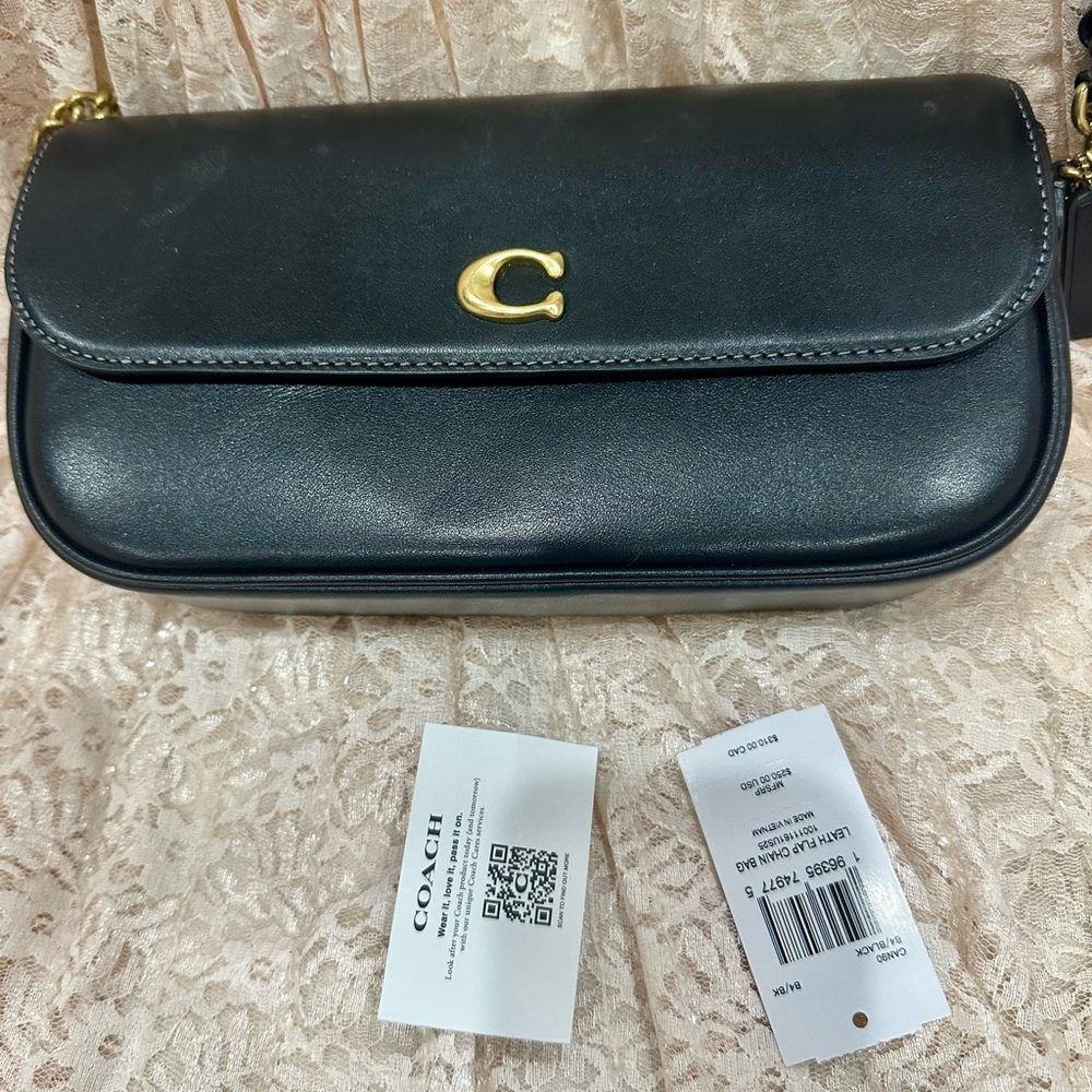 Coach Black Crossbody Bag with Gold Accent NWT - Picture 2 of 11